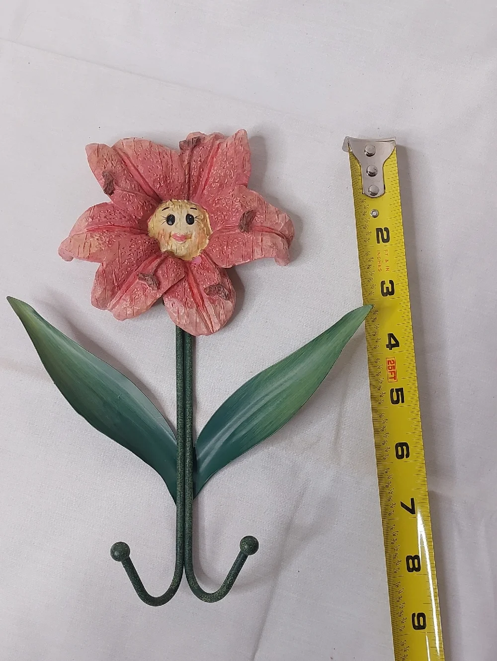 Floral Metal Wall Hook - Yellow and Pink Flower Hooks